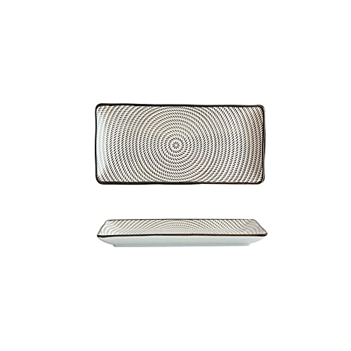 Platos de Cena, Plato de Cena de 9.8 Pulgadas, Plato de cerámica para Sushi, Platos de Cena de Pescado, vajilla Rectangular para el hogar，B