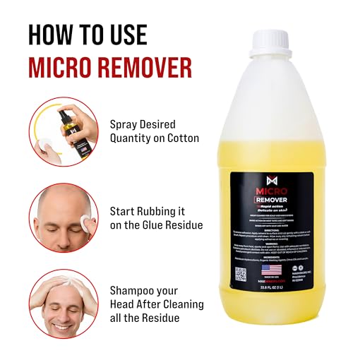 Image of MICRO REMOVER | Ultra Hold Glue Remover 1000 ml (33.8 FL oz) | Fast Acting Adhesive Remover for Lace Wigs, Hair Patches & Toupees | Skin Safe | Citrus Based Flavour | Pack of 1