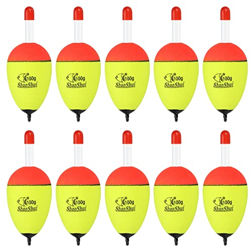 PATIKIL 3.5oz Fishing Bobbers, 10 Pack EVA Fishing Float for Saltwater Freshwater Fishing Yellow