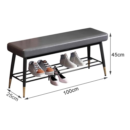 Banc range-chaussures en métal noir solide pour bout de lit - 3