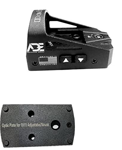 Ade Advanced Optics Delta RD3-012 Dot Sight + Optic Mounting Plate for 1911 Novak Rear Sight Pistol