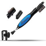 Frogger BrushPro Latch-It Golf Club Cleaner, Ergonomic Grip and Latch-it Magnet, Blue - Professional Golf Club Brush and Groove Cleaner for Golfers
