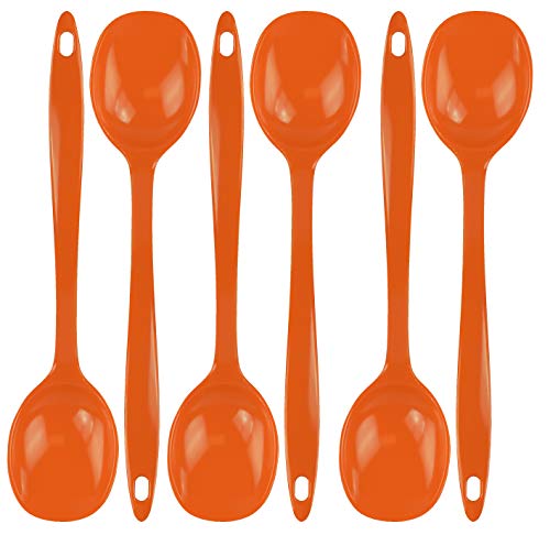 Reston Lloyd Cooking Spoon for Serving, Basting, Mixing, Heat Resistant, BPA Free Melamine 11 inch Utensil with Ergonomic Handle, Set of 6, Orange