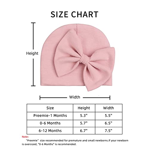 Newborn Baby Girl Hat Cotton Baby Bow Beanie Spring Infant Hats For Girls 0-6Months (White+Skin Pink+Black, Preemie) #TOP1