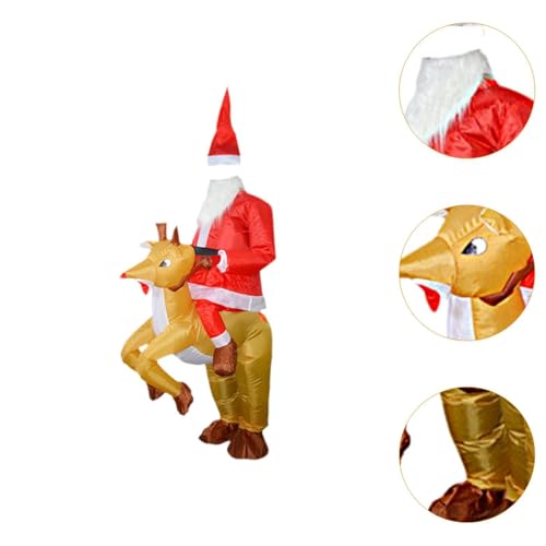 simhoa Fantasia inflável de Papai Noel, roupa de cosplay de Natal para desfile, Papai Noel Monta em