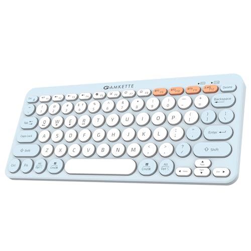 Image of Amkette New and Improved Optimus BT 4 in 1 Multi Device Wireless Keyboard /Bluetooth Keyboard | One Click Device Switching and AI Access for Windows, MacOs, Android and iOS, Dual OS Layout (Blue)