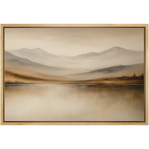 wall26 Framed Canvas Print Wall Art Warm Earth Tone Mountain