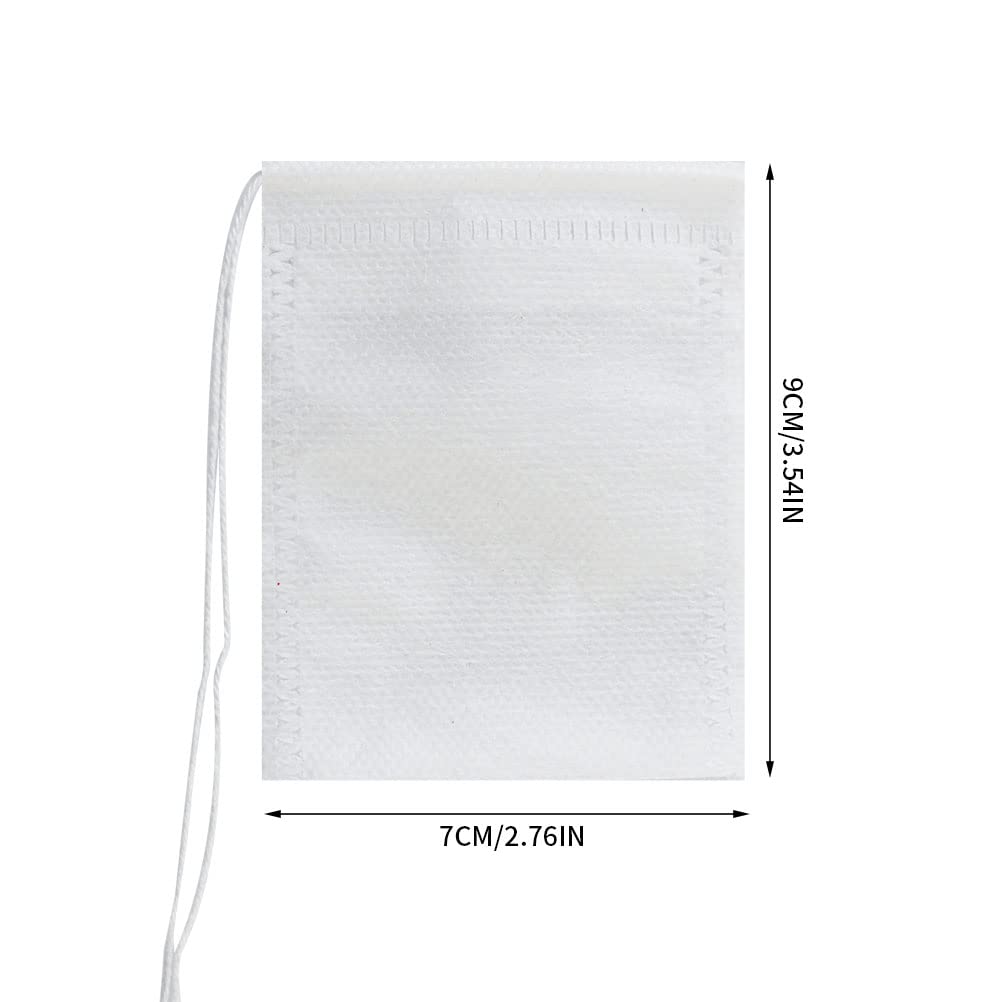 Yoosso 100 Bolsas de Filtro de té, 9 x 7 cm, vacías con cordón, Filtro de té Fino para Especias Sueltas, té, Hierbas en Polvo, café (Blanco