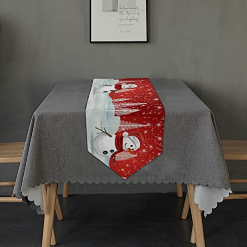 Naanle Double Sided Christmas Snowman Snowflake Tree Long Polyester Table Runner 13 X 90 Inches, Christmas Holiday Table Cloth Cover Placemats For Kitchen Dinning Living Wedding Party Decor #TOP5