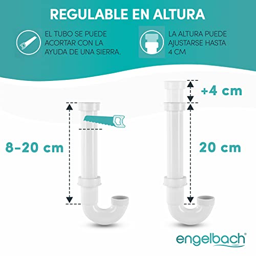 Miniatura 4 de Engelbach Sifón Cocina Fregadero Flexible - Con Conexión Para Electrodomésticos - Tubo Desagüe Ajustable - Made In Germany