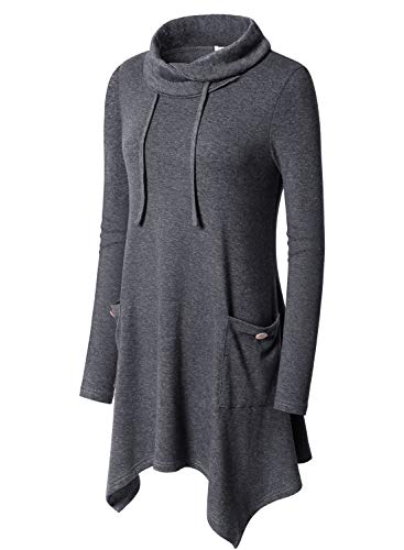 Image of Bulotus Womens Sweaters 2025 Winter Cowl Neck Long Asymmetrical Tunic Sweaters for Leggings Holiday Vacation Tops