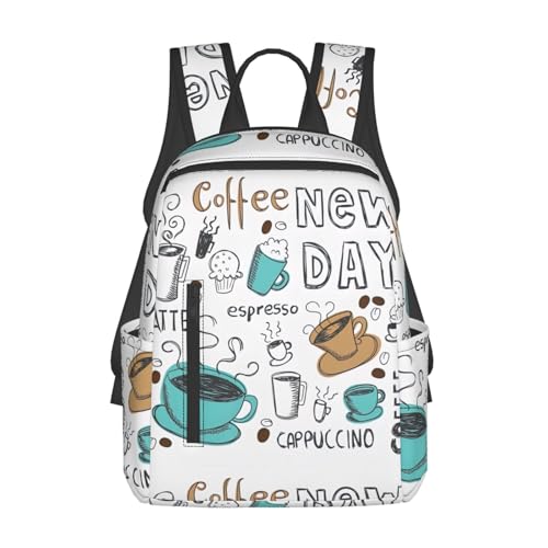 Sac à dos léger noir imprimé café délicieux avec grand confort