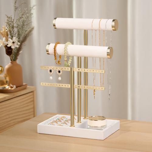 Image of Jewelry Organizer Stand for Necklaces, Bracelets, Earrings, Rings, White