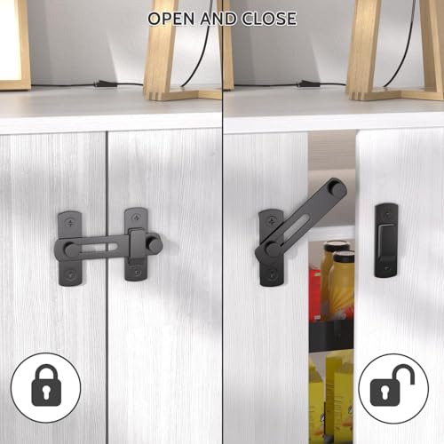 Image of DRUCILA 1pcs Barn Door Latches, Black Stainless Steel barn gate flip Door Latch Bi-fold Door Lock,Sliding Door Antique Lock Gate Latches Wine Cabinet Closet Door Latches.(Black Door Lock)