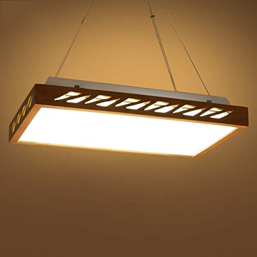 Lustre LED rectangulaire en bois massif et acrylique GZ Décoration