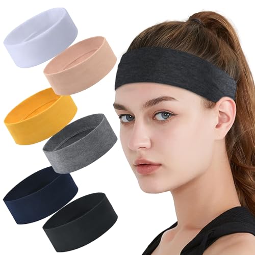 URAQT Haarband Damen,6 Stück Stirnbänder Einfarbig, Haarreifen Headwrap...