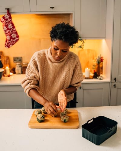 Tala Rectangular Silicone Air Fryer Liner 13.5 x 21 x 8cm, Reusable & Flexible Mould, Handles for Easy Removal, Dishwasher Safe, Oven Safe up to 230°C (446°F) - Image 6