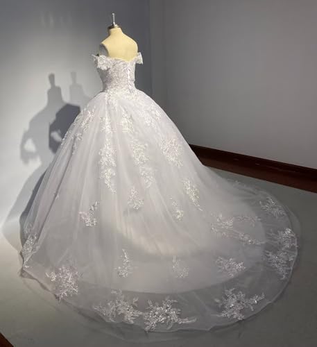 Zhangyo Princess Puffy Wedding Dresses for Bride Off The Shoulder Bridal Gown Puffy Tulle Lace Wedding Dress Ball Gown4