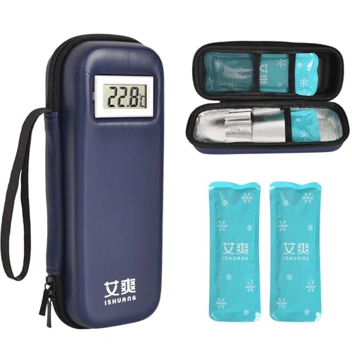 Borsa Termica per Diabetici da Viaggio con 2 Impacchi di Ghiaccio, Portatile Astuccio Contenitore per Insulina e Medicinali, Siringhe