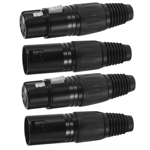 jojofuny Adaptateurs XLR 5 Broches 4 pièces : connecteurs Audio mâles et Femelles – Adaptateur Micro stéréo Noir – Conversion de Ligne de Microphone et Remplacement de câble Audio