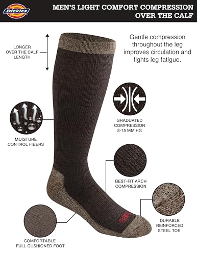 Image of Dickies Men's Light Compression Comfort Over-The-Calf Socks, Available in M-XXL (2, 4 Pairs)