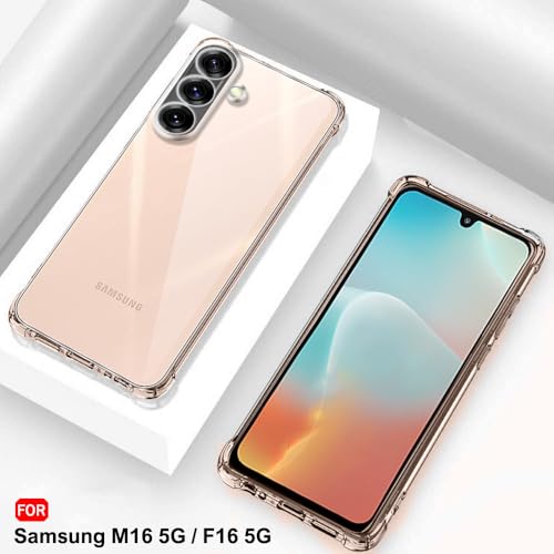 Image of TheGiftKart Transparent Crystal Clear Back Cover Case for Samsung Galaxy M16 5G / F16 5G | Shockproof Soft TPU Case | Cushioned Edges for Ultimate Protection Back Cover Case (TPU, Transparent)