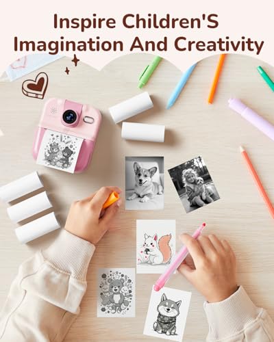 Image of 5 Rolls White Paper Refill Compatible with ESOXOFFORE & Liscuty P02 (NOT for K23) & Most Kids Cameras, Compatible with NDYIN D20 D21 Phomemo Memoking T02 M02 Printer Paper, 56MM*6M /Roll, BPS /BPA-Free