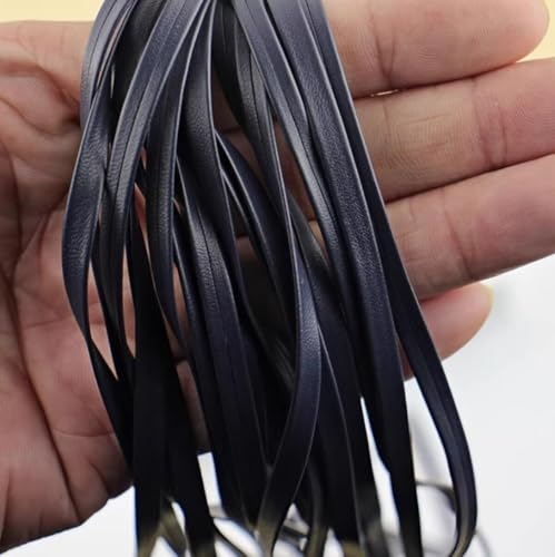 YJIUYUANQ (Navy) 10M/Pieces 5MM Width PU Leather Cord Leather Strap Sewing Ribbon for DIY Handmade Jewelry Sewing Accessories Clothing Belt