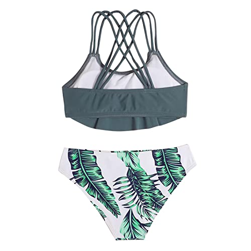 Kids Girls 2024 New Two-Pieces Bikini Swimsuit Set Halter Tops Shorts Swimwear Bathing Suit Tankini2