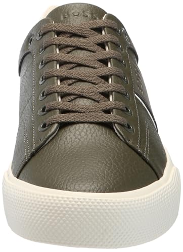 Image of BOSS Men's Aiden Logo Block Leather Low Top Sneakers | Casual Shoes