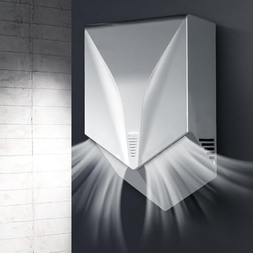 Asciugamani elettrico, 1200 W, sensore automatico da parete, per cucina, bagno e WC, asciuga le mani in 6-10 secondi, finitura argento