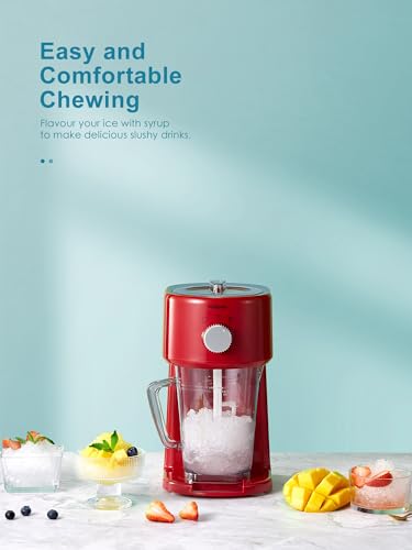 Shaved Ice Machine, Electric Ice Shaver and Snow Cone Machine with Large Capacity Storage, Portable Ice Crusher Ice Thickness Can be Adjusted (Red) - Image 3