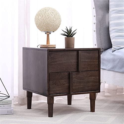 Table de chevet en bois massif pour optimiser le rangement d'une petite chambre moderne