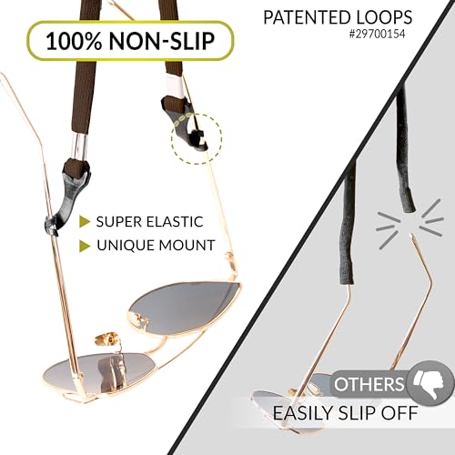 SIGONNA Eye Glasses String Holder Strap - Eyeglass Straps Cords for Men Women - Eyeglass Holders Around Neck - Sunglasses String Chain Lanyard Retainer - 4 Pcs Dark Brown, Green, Grey, Black — view 3