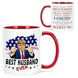 Cabtnca Husband Valentines Gifts, Best Husband Ever, Trump Husband Mug, Husband Gifts from Wife, Anniversary Birthday Gifts for Husband, Funny Valentines Mug for Him, 11 Oz