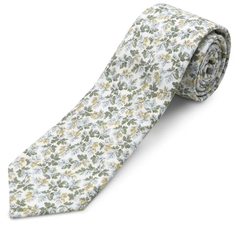 Image of Cotton Floral Ties for Men 2.76 inch Men's Skinny Tie Linen Flower Printed Neck Tie for Wedding Dating Party