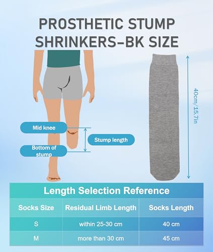 Image of Jiawu Stump Shrinker, Below Knee BK Stump Shrinker, 5Pcs BK Shrinker, Elastic Breathable Amputation Shrinker, Thicken Cotton & Absorption, Adult Amputee Socks for Stump Amputee Gifts(L)