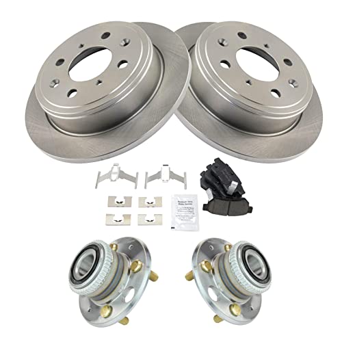 Image of TRQ Rear Brake Pad and Rotor Set Ceramic Wheel Hub Bearing Compatible with 1990-2001 Acura Integra 1992-2000 Honda Civic 1995-1997 Civic del Sol
