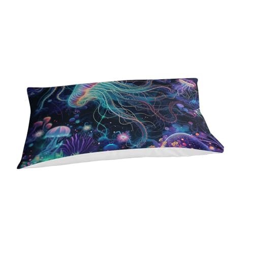 Housse de couette méduses 3D avec fermeture éclair robuste lit simple - 3