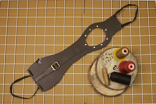 Image of Genuine Leather Motorcycle Tank Strap Compatible with Royal Enfield Hunter 350 (Only Tank Strap, Brown)