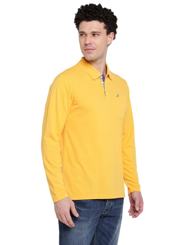 Image of AMERICAN CREW Men's Cotton-Poly Regular Full Sleeve Polo T-Shirt with Pocket