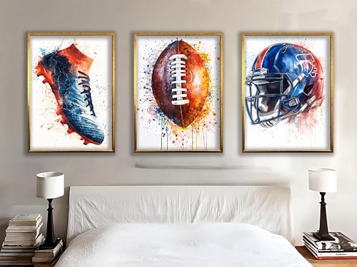 Affiche football américain décoration murale salon set de 3 impressions abstraites de sport