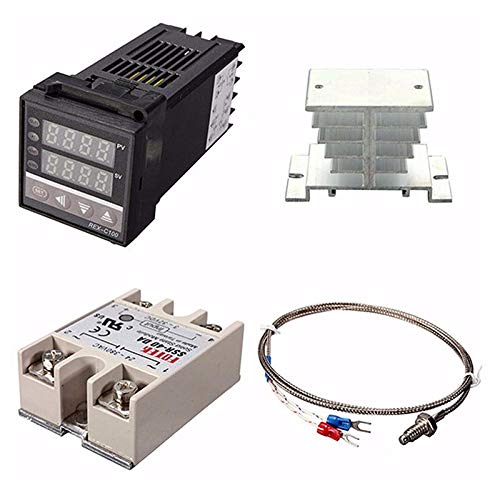 Buy Digital 220V PID REX-C100 Temperature Controller + Max.40A SSR + K ...