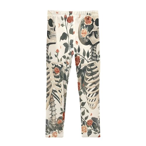 Bolaz Toddler Girls Leggings Printed Yoga Pants Leggings Skeleton Roses for Kids2
