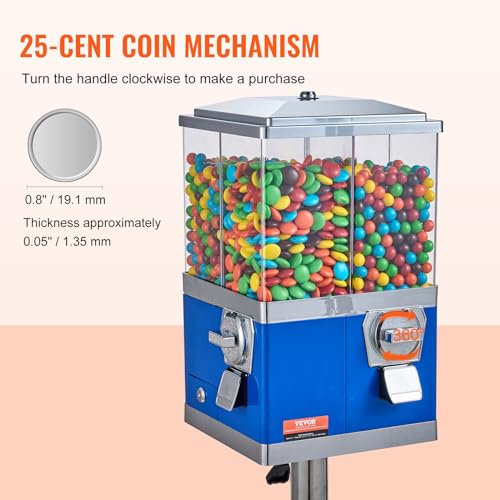 Vevor LARGE GUMBALL BANK30.9 LBS Commercial Vending Machine, Four Compartment Rotatable Gumball And Candy Dispenser thumb #3