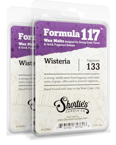 Pure Wisteria Wax Melts Multi Pack - Formula 117 - 2 Highly Scented 3 Oz. Bars (6 Oz. Total) - Made With Essential & Natural Oils - Flower & Floral Air Freshener Cubes Collection