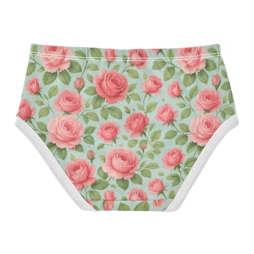 Cotton Toddler Underwear Floral Vintage Floral Pink Red Roses Panties Little Girl Animal Briefs Underpants 2t2