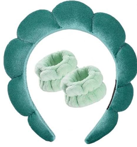 DRESHOW Fascia Termale per Lavaggio Viso Set di Polsini Spugna Morbida Terry Panno Trucco Cura della Pelle Fascia Antiscivolo per Donna