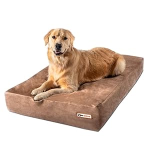 Big Barker Sleek Orthopedic Dog Bed – 7” Dog Bed for Large Dogs w/Washable Microsuede Cover – Sleek Elevated Dog Bed Made in The USA w/ 10-Year Warranty (Sleek, Large, Khaki)