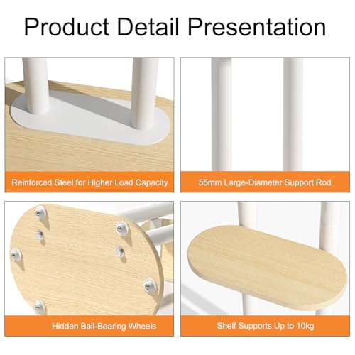 UNHO Support TV Mobile 40–75″ avec roulettes Design Moderne Hauteur Réglable Étagère VESA 200×200 à 600×400 Charge 60 kg pour Salon, Bureau et Expo – Image 5